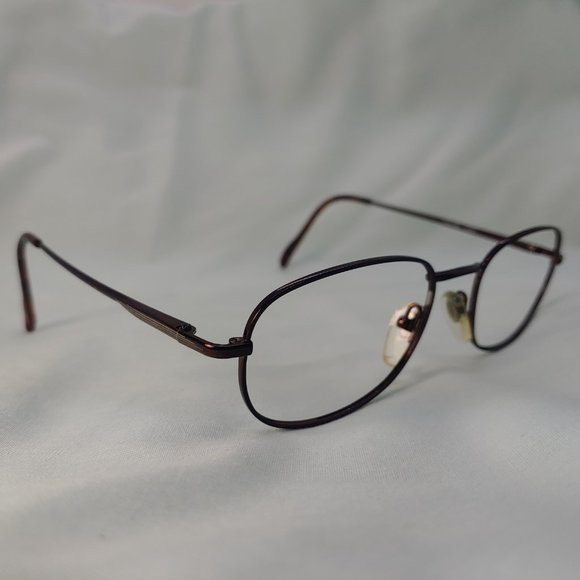 HART SCHAFFNER MARX Eyeglass Frames 610 CEDAR PLAID Burgundy Silver Metal Rim - Picture 1 of 12